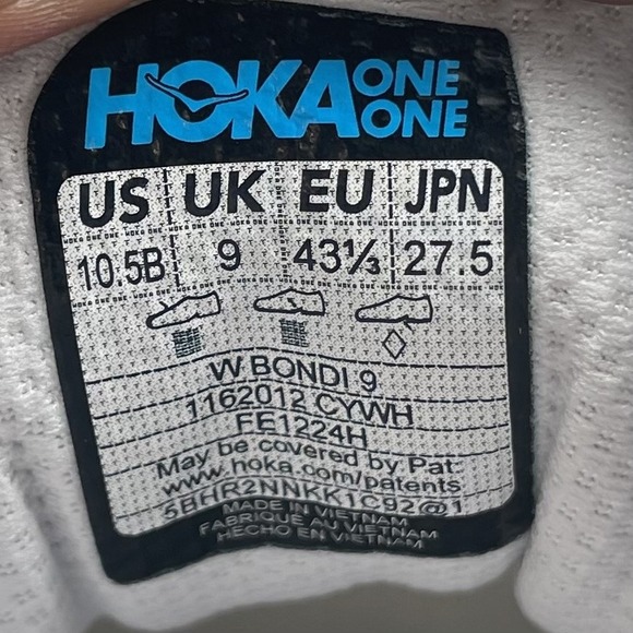 Hoka One One Sneakers Womens 10.5 B Bondi 9 1162012 CYWH White Running Shoes - Picture 9 of 13